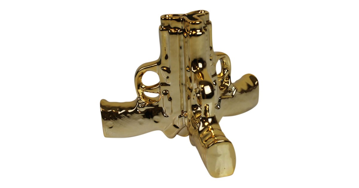 Pistool Vaas 22X16Cm Keramiek Goud Housevitamin housevitamin kopen in de aanbieding