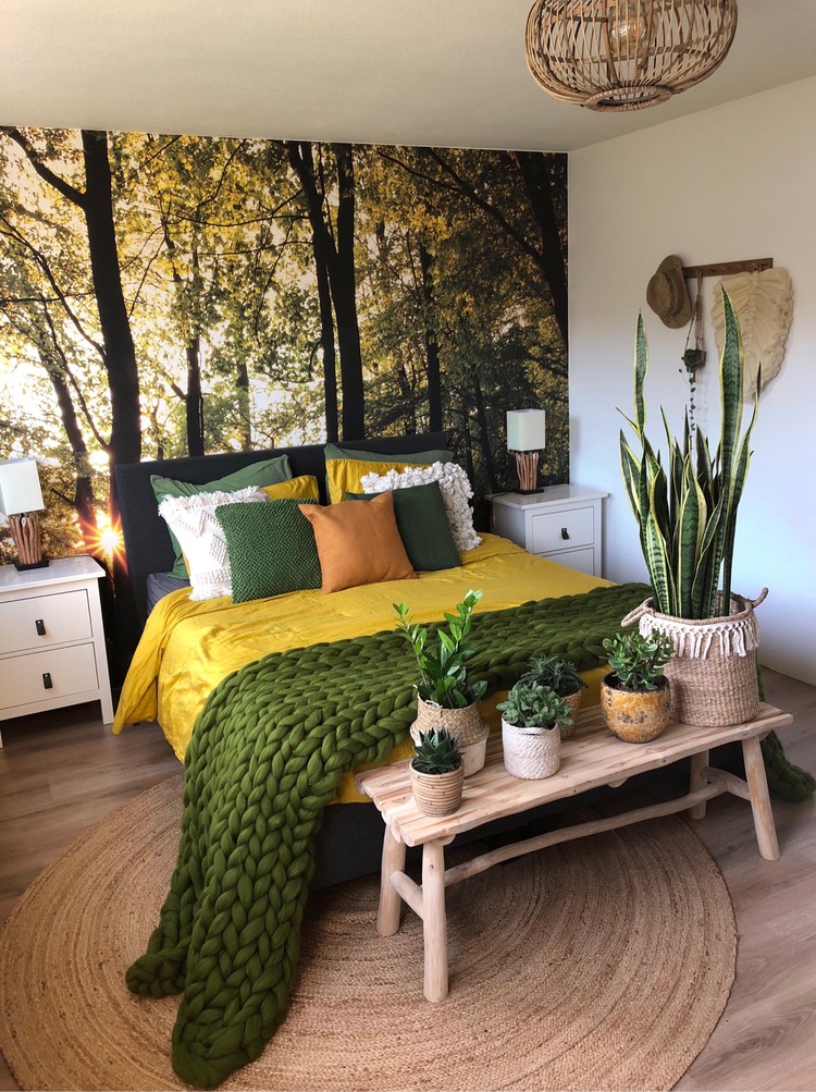 slaapkamer groen geel