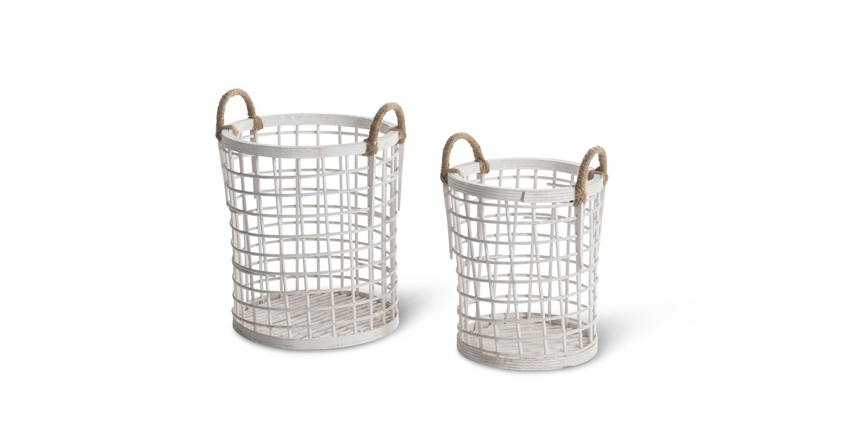 Lifa Living Set Van 2 Bamboe Manden Wit lifa living kopen in de aanbieding