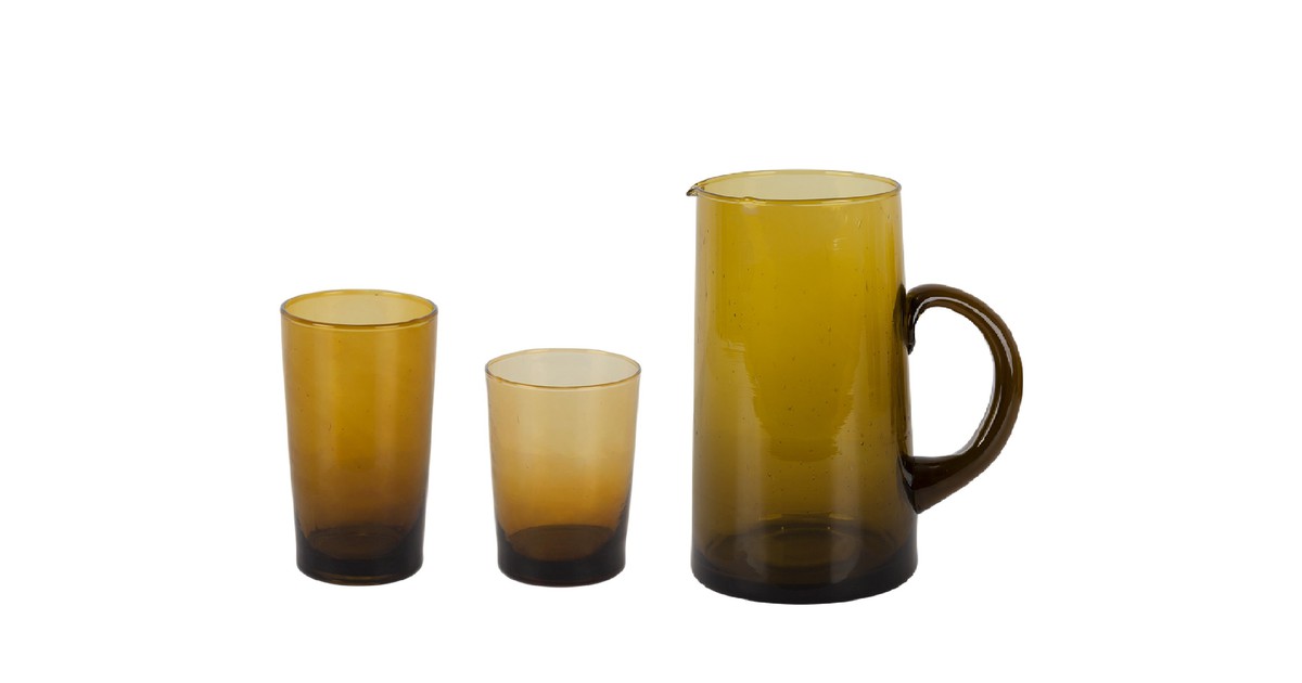 Household Hardware Mosterd Karaf Met 6 Waterglazen M L M Medium household hardware kopen in de aanbieding