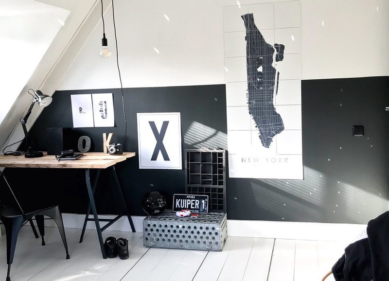 De mooiste interieurs met een deels geverfde muur uit de Binnenkijkers