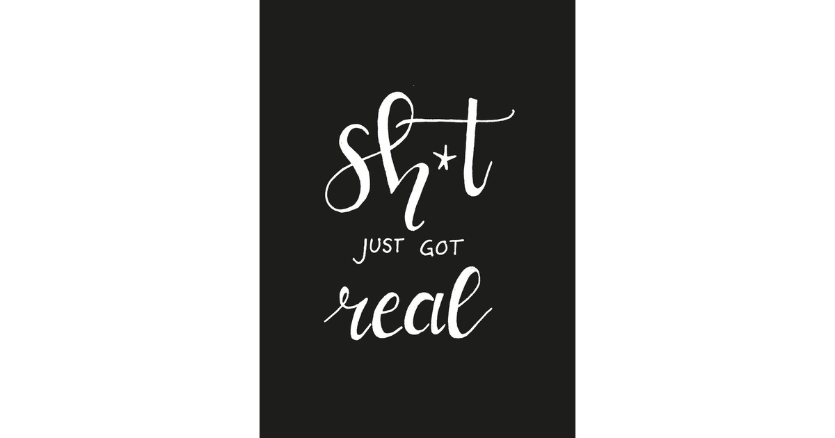 Kaarthouder5 Kaarten A5 Shit Got Real 10X15Cm Inclusief Houten Kaartenhouder Zwart Housevitamin housevitamin kopen in de aanbieding
