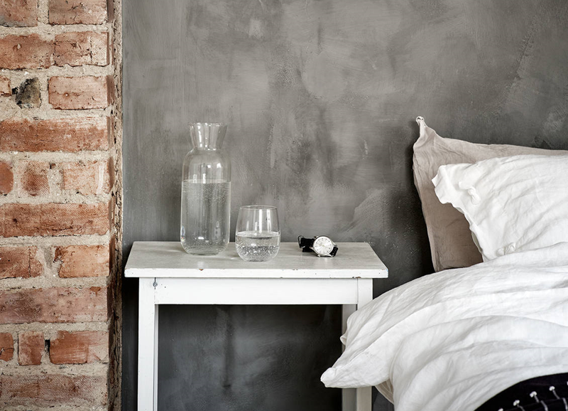Inspiratie: zwarte muur met textuur in de slaapkamer